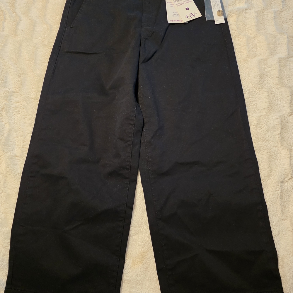 Gloria Vanderbilt Women Black Cropped Wide-Leg Pants Shape Effect Pull On NWT 10